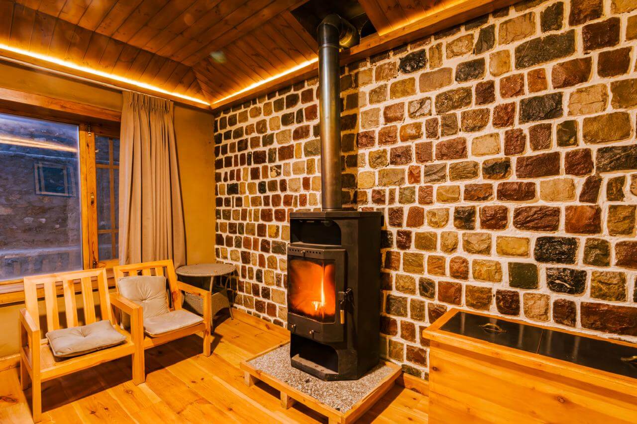 Cozy traditional fireplace stove
