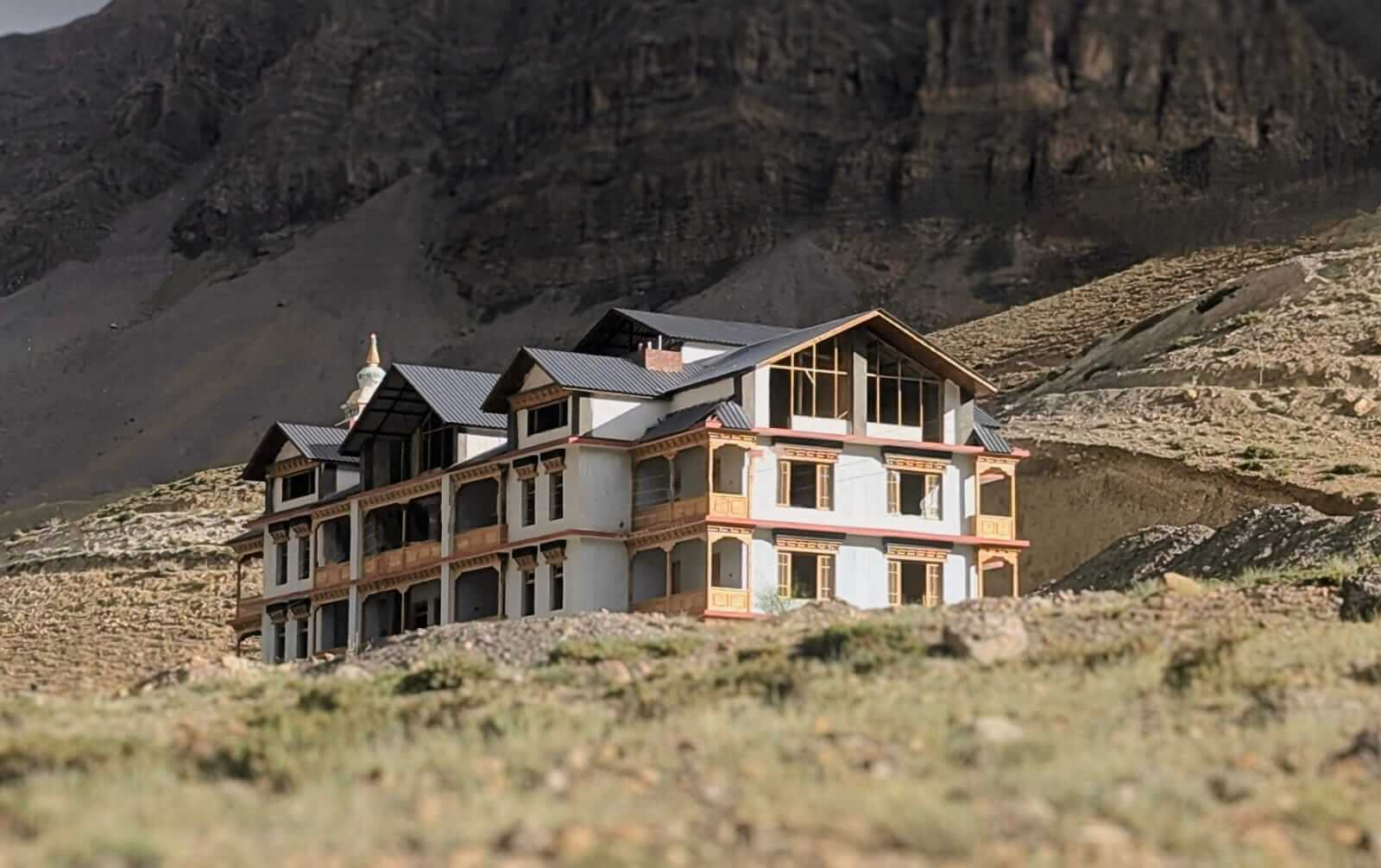The Zambori resort exterior — boutique mountain retreat at 12,500 feet in Spiti Valley