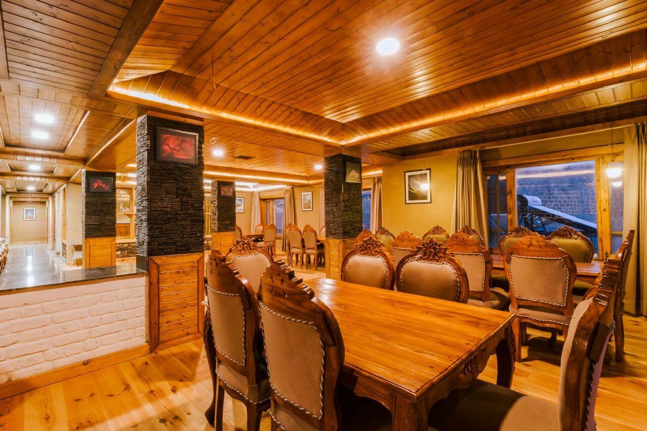 Main dining hall with warm ambient lighting